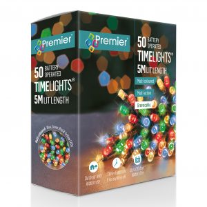 50 Battery Outdoor Timelights Multi Colour