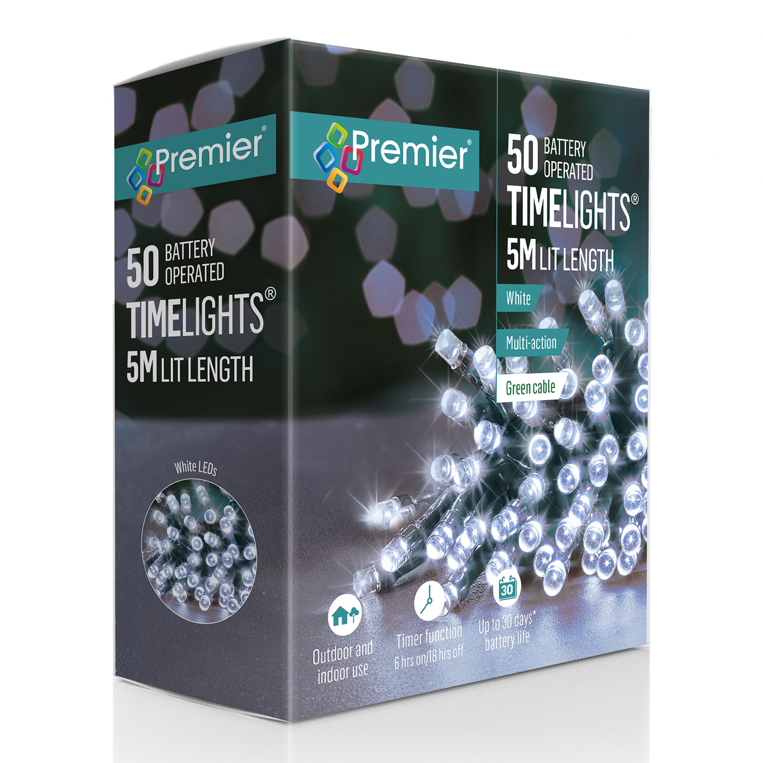 50 Battery Outdoor Timelights White