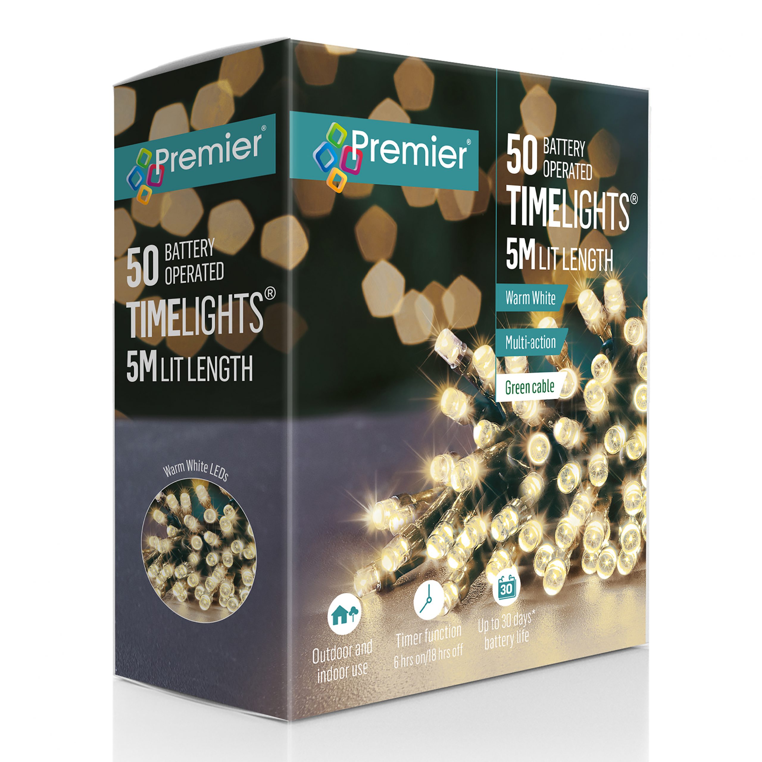 50 Battery Outdoor Timelights Warm White