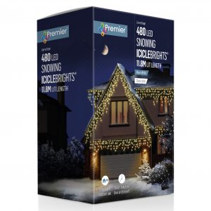 480 LED Snowing Icicles Warm White with Timer