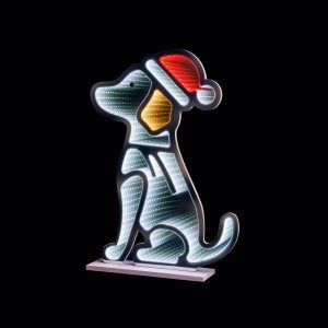 60cm Sitting Dog with Hat Infinity Mirror