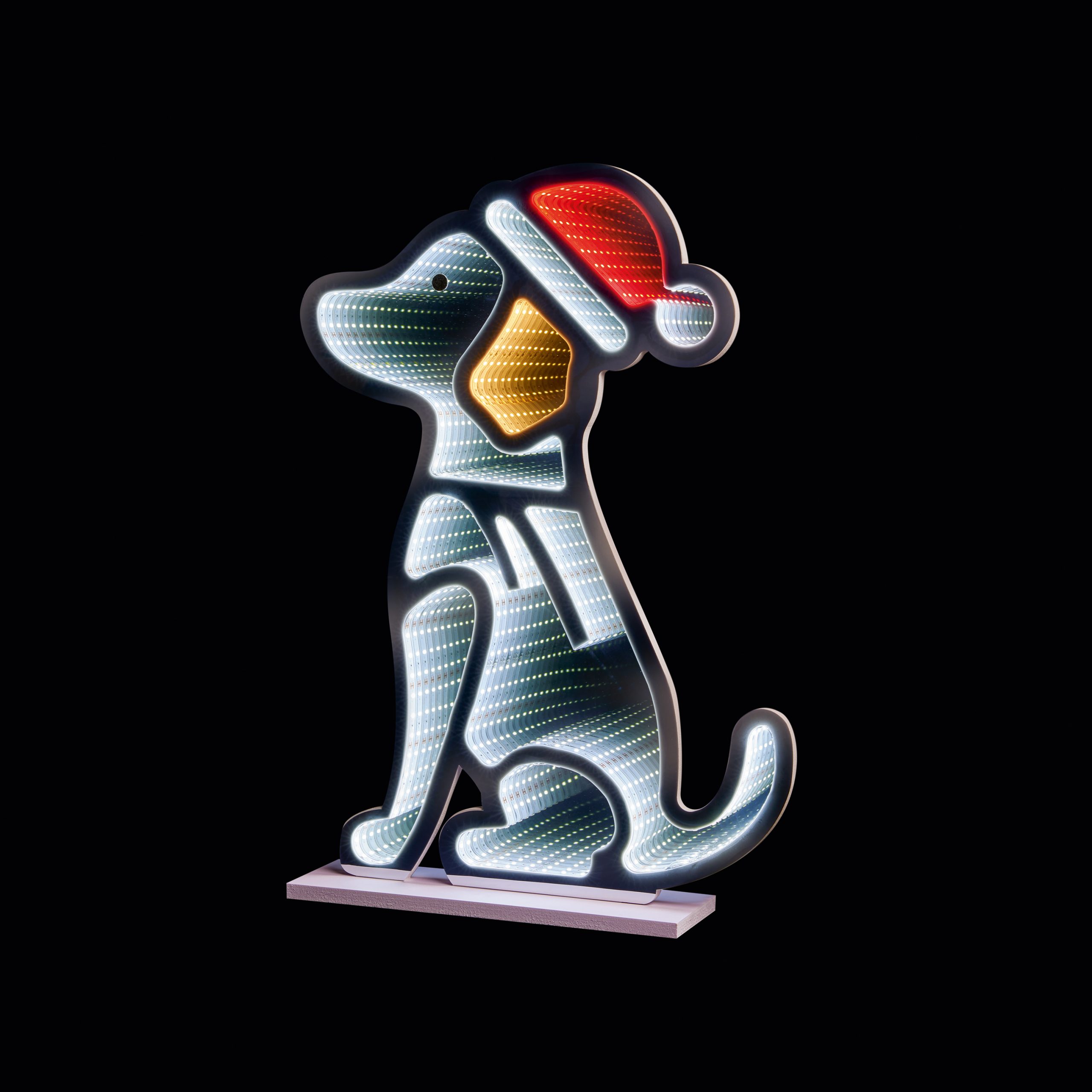 60cm Sitting Dog with Hat Infinity Mirror