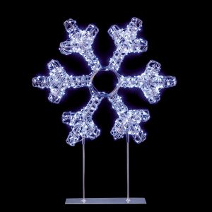 45cm Silver Table Top Snowflake White LEDs